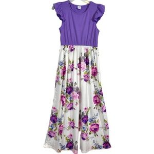 NEW Juniors Purple and Floral Summer Maxi Dress / Small